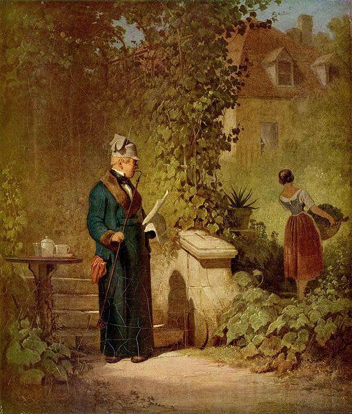 Carl Spitzweg Zeitungsleser im Garten